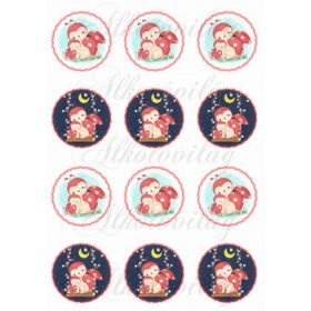 Katicák piros csavart keretben KICSIBEN