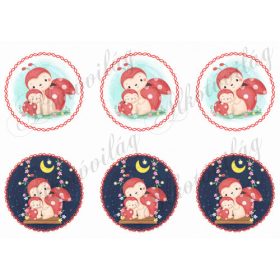 Katicák piros csavart keretben