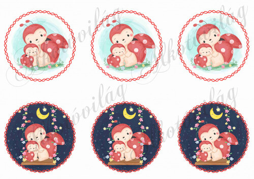 Katicák piros csavart keretben