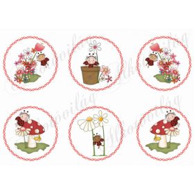 Katicák tavaszi virágokkal csavart körökben