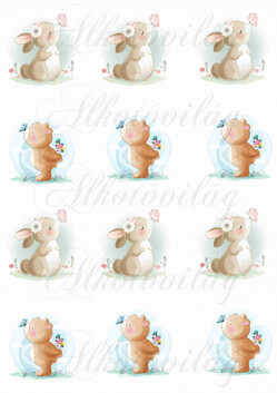 Nyuszi és maci pillangókkal KICSIBEN