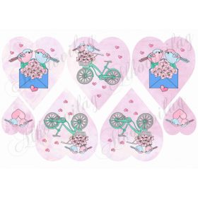   szerelmes kismadarak tavaszi hangulatban biciklivel és levéllel