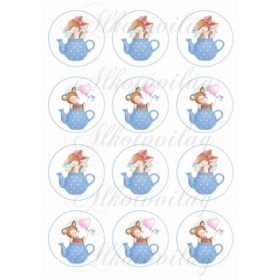 Őzike kék pöttyös kancsóban kék keretben KICSIBEN