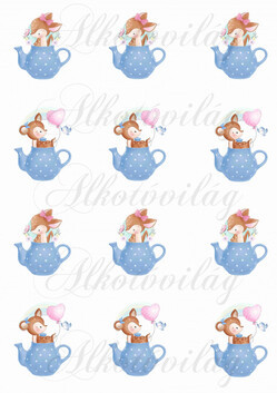 Őzikék kék, pöttyös kancsóban KICSIBEN