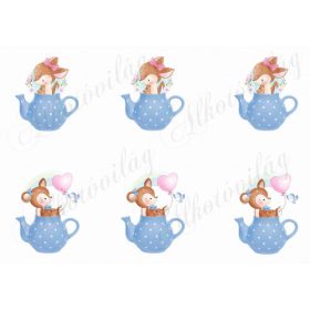 Őzikék kék, pöttyös kancsóban