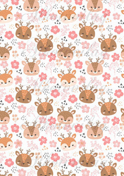 Őzikék rózsaszín virágok között