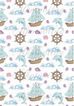 Delfin, hajó, kormánykerék, medúza