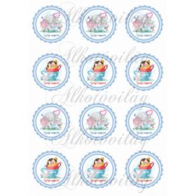   Elefántok, süni, nyuszi SZÉP NAPOT felirattal kék cakkos körökben KICSIBEN