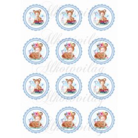 Kétféle őzike KÉK cakkos körökben KICSIBEN