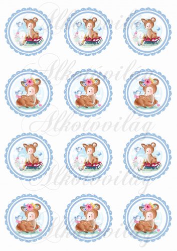 Two types of roe deer in blue zigzag circles - small
