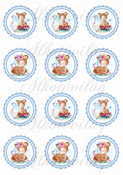 Kétféle őzike KÉK cakkos körökben KICSIBEN