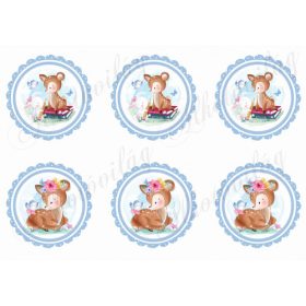 Kétféle őzike KÉK cakkos körökben