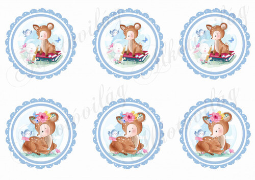 Kétféle őzike KÉK cakkos körökben