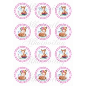 Kétféle őzike RÓZSASZÍN cakkos körökben KICSIBEN