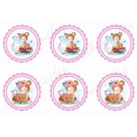 Kétféle őzike RÓZSASZÍN cakkos körökben