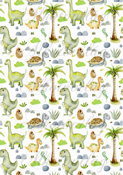 Kézzel festett dinoszauruszok pálmafákkal