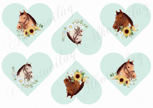 Lovak napraforgós díszekkel