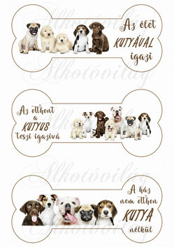 Cuki kutyuscsapat csontokban feliratokkal