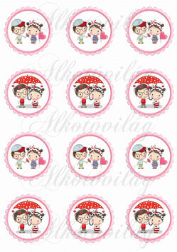 Kisfiú- kislány cakkos körökben - Valentin napra KICSIBEN