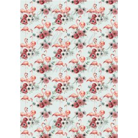 Szerelmes flamingók kézzel festett gyönyörű virágokkal