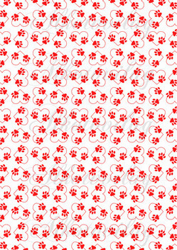 Állatos tappancsok szívekkel - PIROS