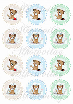 Cuki kutyusok katicával és virággal KICSIBEN