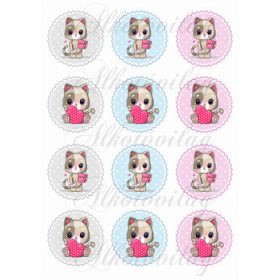 Cicák szívekkel pöttyös körökben KICSIBEN