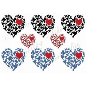 Fecske sziluettek szív alakban