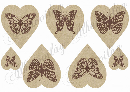 Sziluett pillangók kraft szíveken