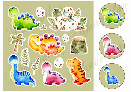 Kézzel festett cuki dinoszauruszok 2