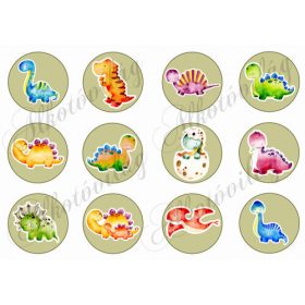 Kézzel festett cuki dinoszauruszok körökben