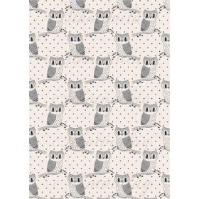 Baglyok ágakon törtfehér, pöttyös alapon