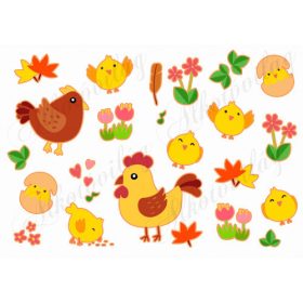 Kiscsibék és virágok.