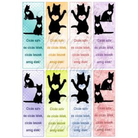 Cicás könyvjelzők idézettel lányos színű háttérrel