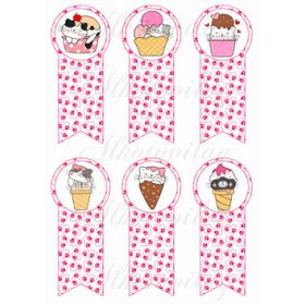 Pink tappancsos könyvjelzők cukicicákkal, édességekkel