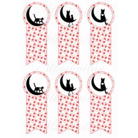 Piros tappancsos könyvjelzők fekete sziluett cicákkal