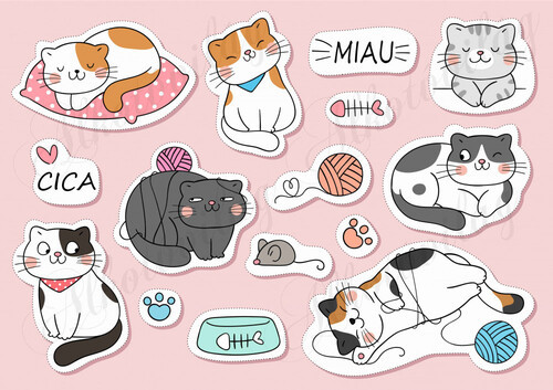 Tüneményes mosolygós cicák fonalakkal