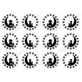 Kutya sziluettek tappancsos körökben