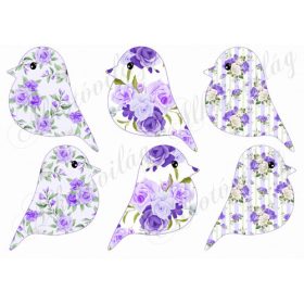 Tüneményes kismadarak lilás árnyalatú rózsa mintákkal