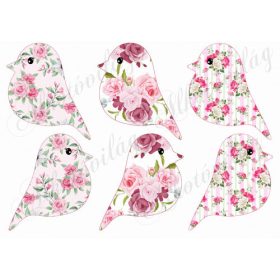  Tüneményes kismadarak rózsaszín-mályva árnyalatú rózsa mintákkal