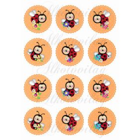 Mosolygós katicák narancssárga kör alapon KICSIBEN