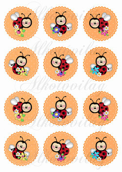 Mosolygós katicák narancssárga kör alapon KICSIBEN