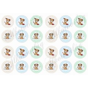 Cuki kutyusok virággal és katicával miniben - 4 cm