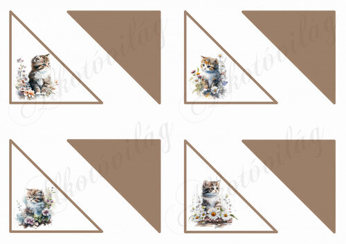 Háromszög könyvjelzők cicákkal