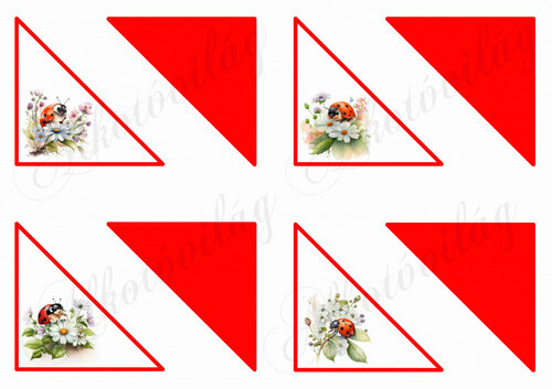 Háromszög könyvjelzők katicákkal