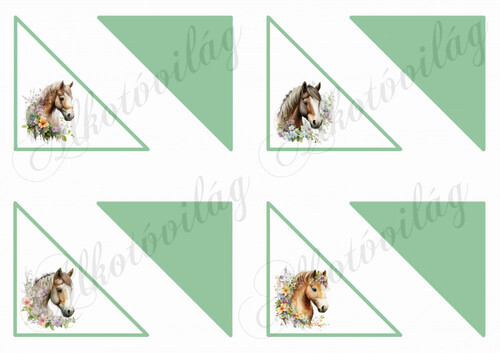 Háromszög könyvjelzők lovakkal