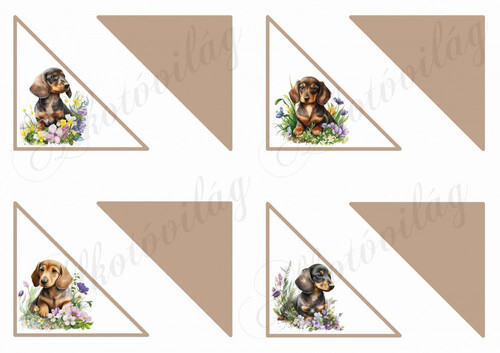 Háromszög könyvjelzők tacskó kutyusokkal