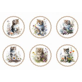 Cuki cicák virágokkal csavart körökben