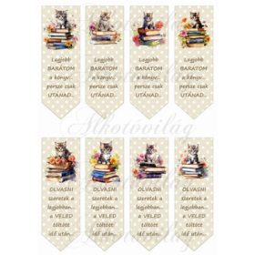 Cuki cicás könyvjelzők pöttyös - BÉZS alapon