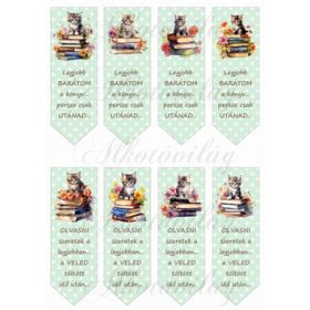 Cuki cicás könyvjelzők pöttyös - MENTA alapon